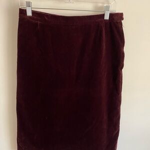 Ted Lapidus Vintage Haute Couture Velvet Maroon Pencil Skirt Made in France‎